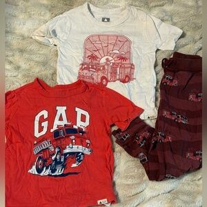 Set of Gap firetruck shirts (4T) and pants (5T)